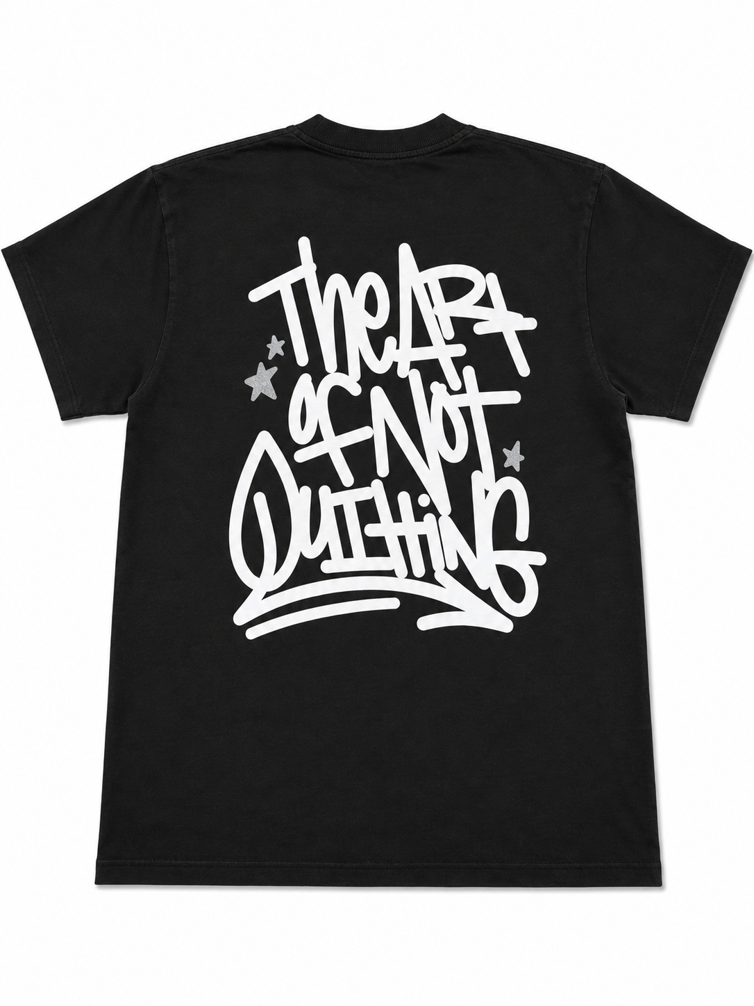 “The Art Of Not Quitting” Tee - Black/White & Silver Shimmer