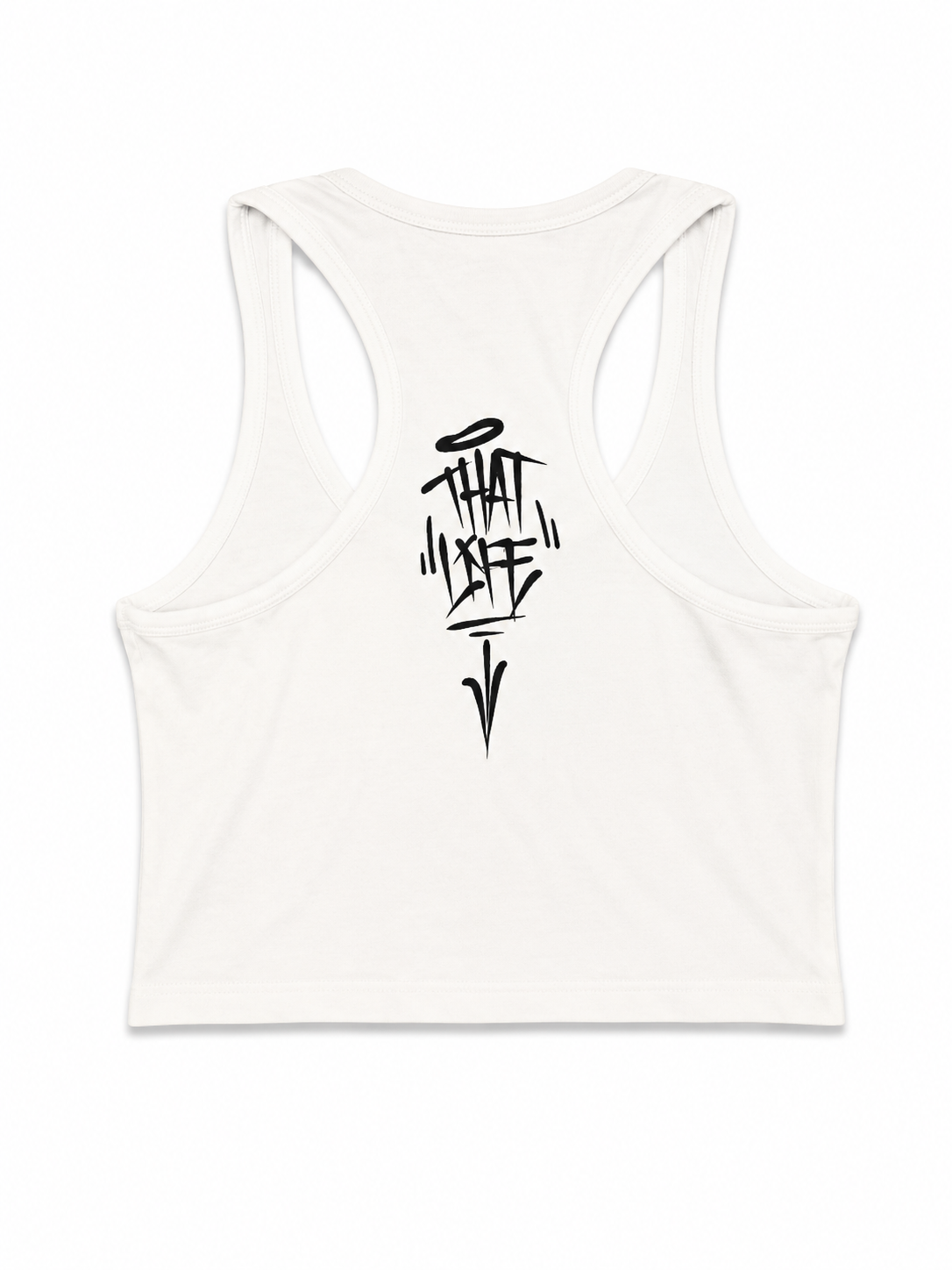 Women’s Cropped Classic Tank Top - White/Black - Razor Back Style