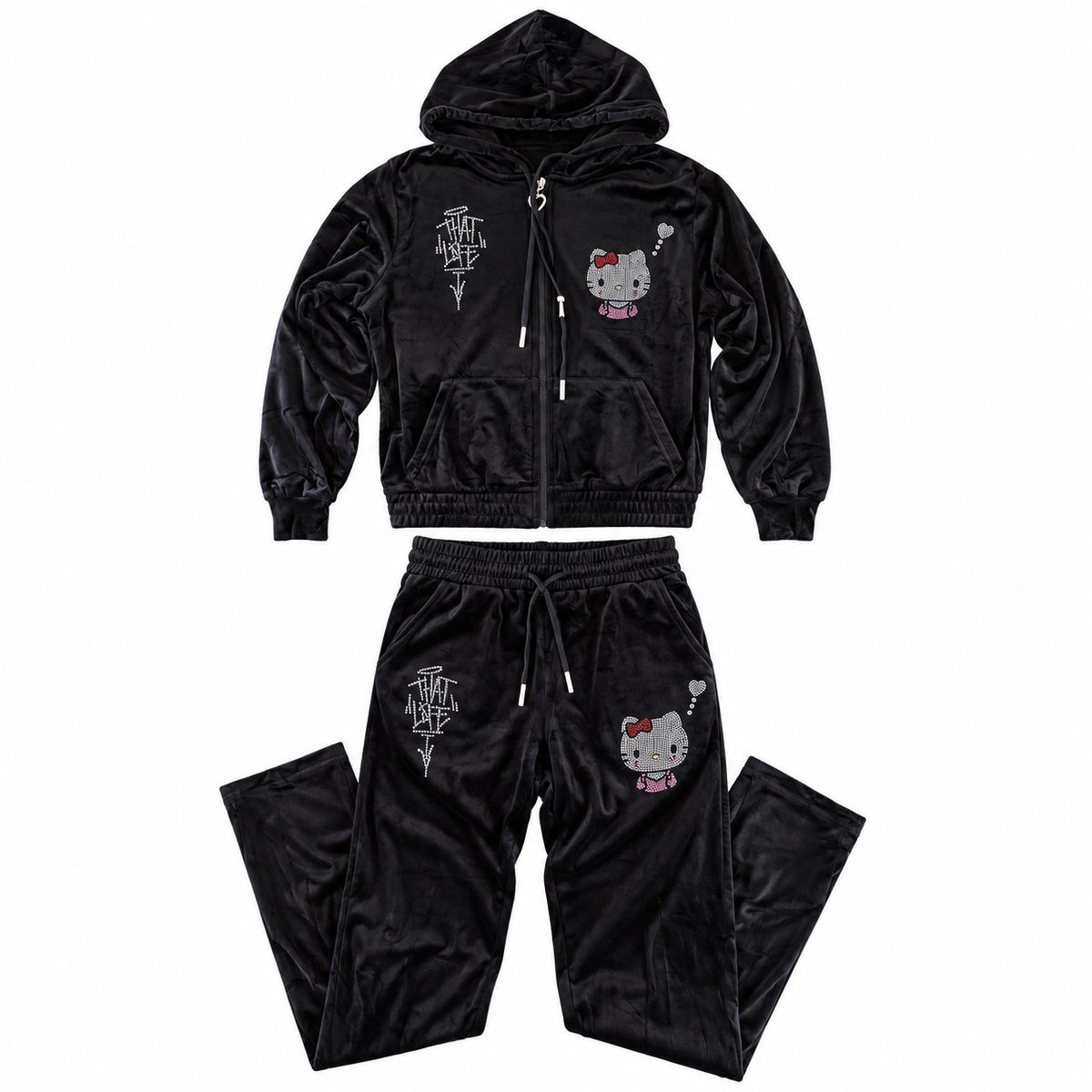 TL x Hello Kitty Suit - Black Rhinestone