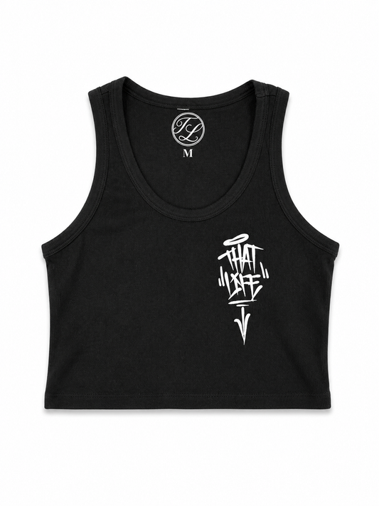 Women’s Cropped Classic Tank Top - Black/White