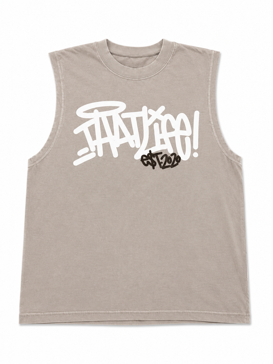 “The Art Of Not Quitting” Muscle Tee - Gray/White &Black