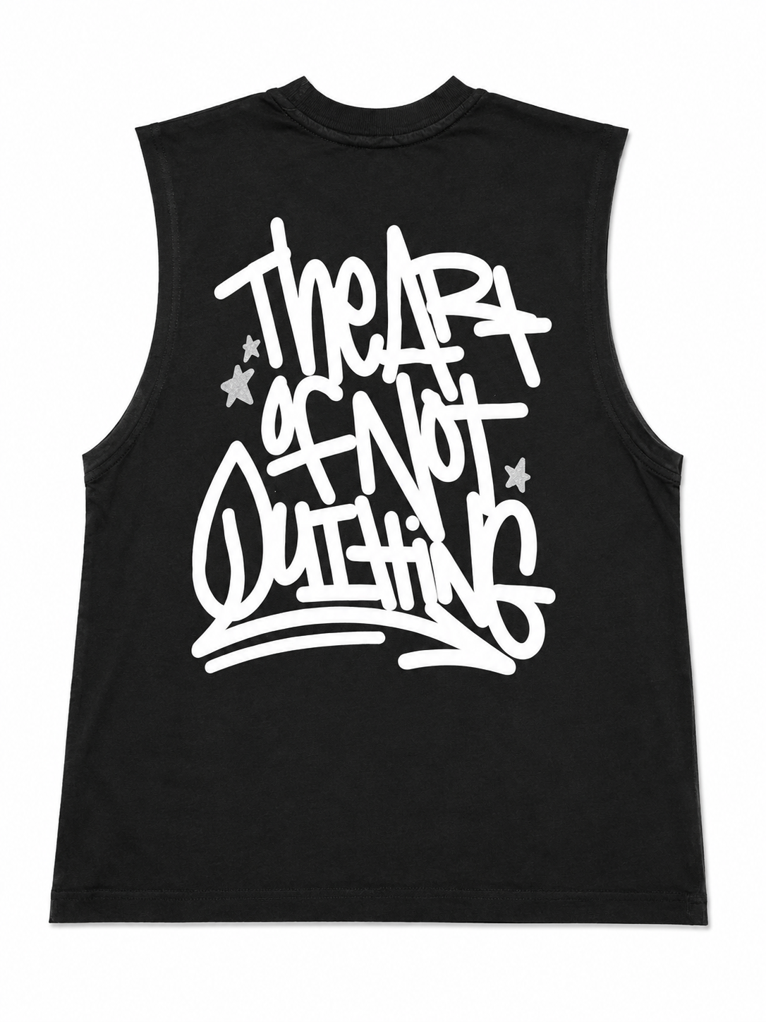 “The Art Of Not Quitting” Muscle Tee - Black/White & Silver Shimmer