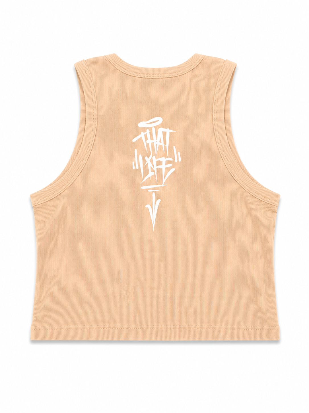 Women’s Cropped Classic Tank Top - Tan/White